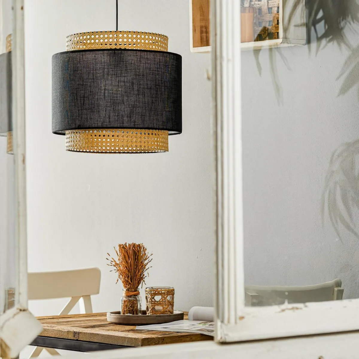 suspension_boho_noirerotin__cm_0.webp Outlet TK Lighting Suspension Boho, noire/rotin Ø 38 cm