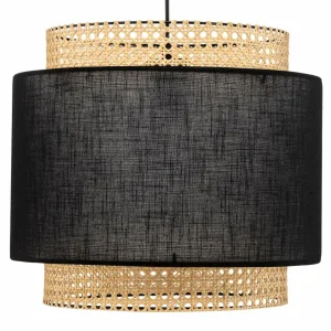 Outlet TK Lighting Suspension Boho, noire/rotin Ø 38 cm
