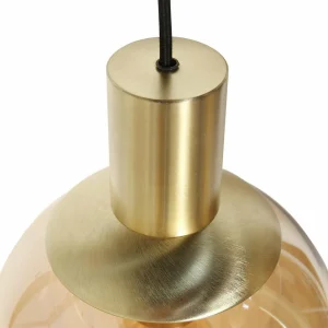 Store Steinhauer Suspension Bollique, 5 lampes rondes, laiton, GU10 + E27