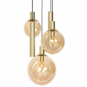 Store Steinhauer Suspension Bollique, 5 lampes rondes, laiton, GU10 + E27