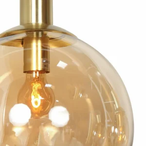 Store Steinhauer Suspension Bollique, 5 lampes rondes, laiton, GU10 + E27