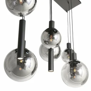 Discount Steinhauer Suspension Bollique, noir, 9 lampes long, verre, métal