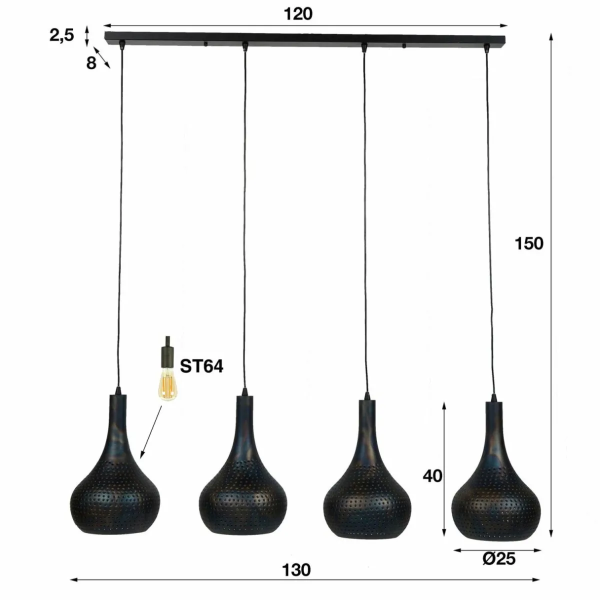 suspension_bombur__quatre_lampes_noirebrune_3.webp Fashion Zijlstra Suspension Bombur à quatre lampes, noire/brune