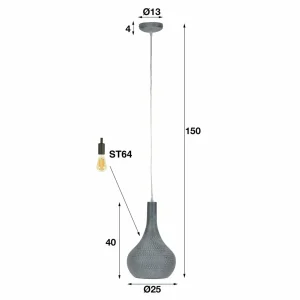 Best Zijlstra Suspension Bombur à une lampe, noire et brune