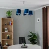 Store Argon Suspension Bono, à cinq lampes, chromée/bleue