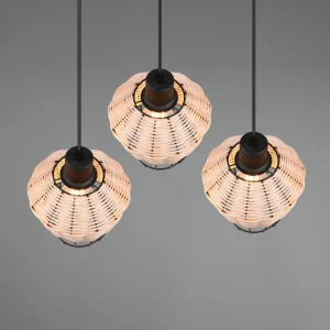 Flash Sale Reality Leuchten Suspension Borka, à trois lampes, ronde, naturelle