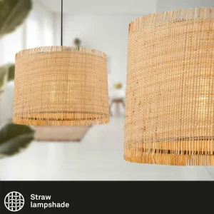 Best Sale Briloner Suspension Borra, à 1 lampe, couleur naturelle, paille, Ø 40 cm
