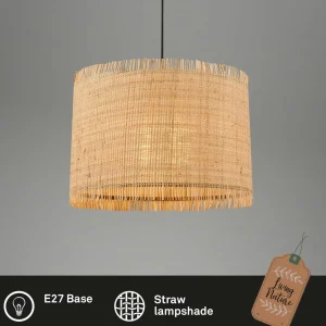 Best Sale Briloner Suspension Borra, à 1 lampe, couleur naturelle, paille, Ø 40 cm