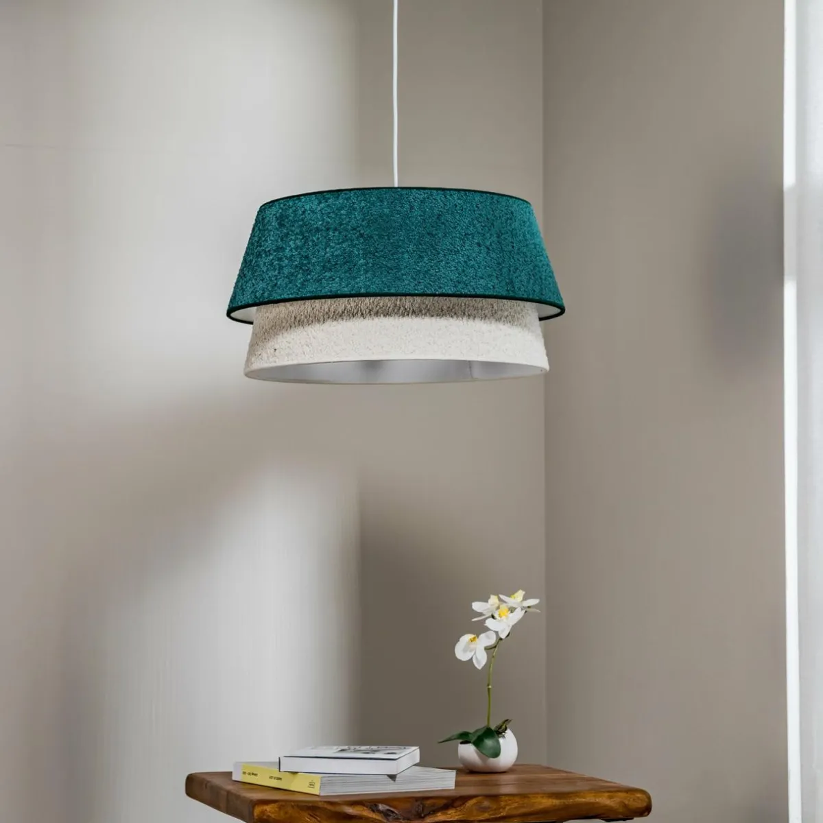 suspension_boucle__cm_vertecru_0.webp Online Euluna Suspension Boucle, Ø 50 cm, verte/écru