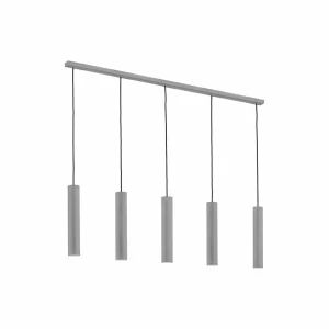Clearance Argon Suspension Brenta, gris, acier, longueur 110 cm, à 5 lampes