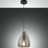 Clearance Fabas Luce Suspension Britton, à 1 lampe, gris-transparent, verre