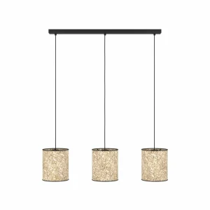 Sale EGLO Suspension Butterburn, longueur 86 cm, beige/vert, à 3 lampes..,