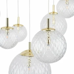 Store TK Lighting Suspension Cadix en verre, à 7 lampes