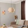 Cheap TK Lighting Suspension Calisto, Jute, brun naturel, 3 lampes, Ø 50 cm