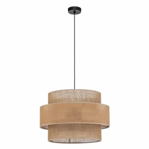 Cheap TK Lighting Suspension Calisto, Jute, brun naturel, 3 lampes, Ø 50 cm