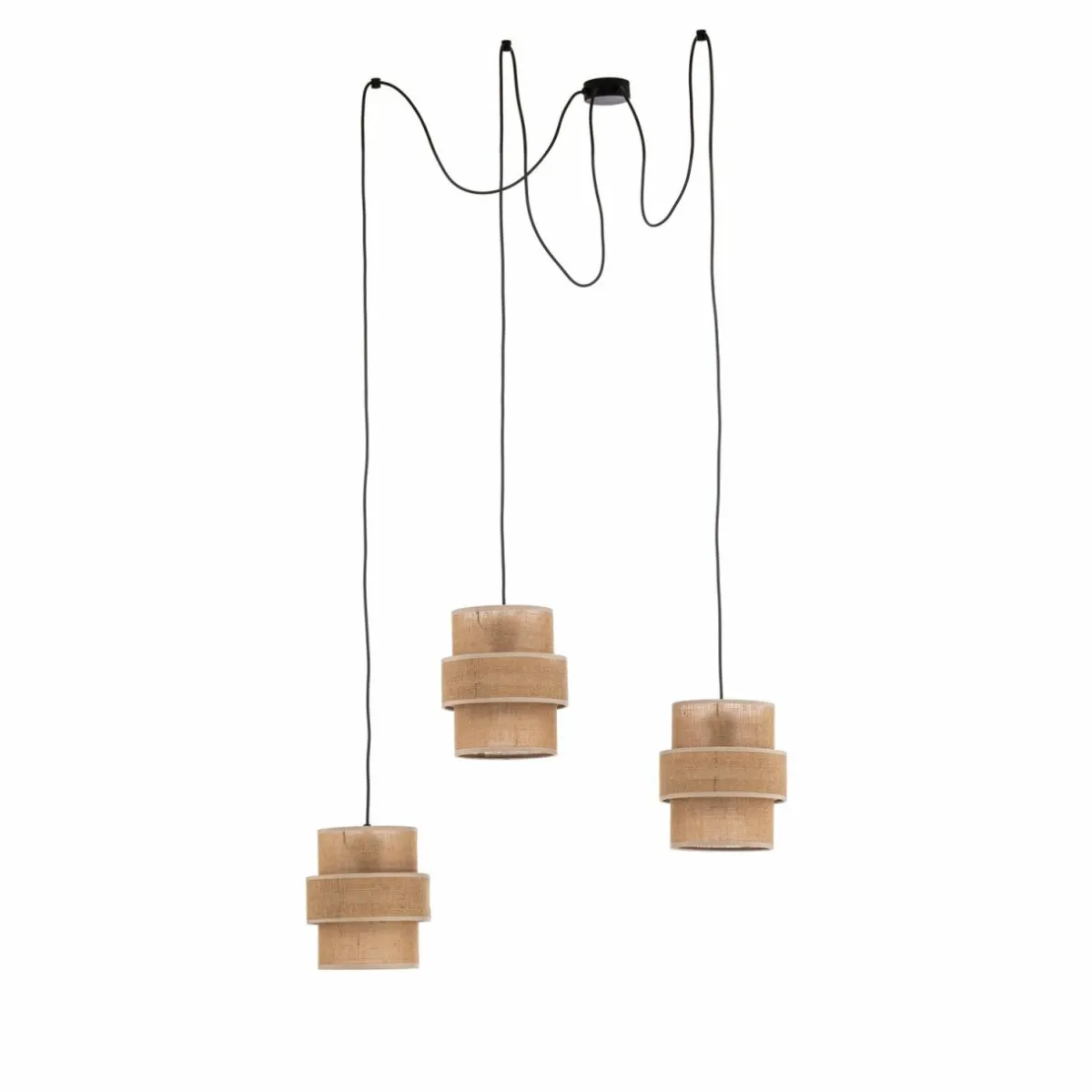 suspension_calisto_jute_brun_naturel__lampes_dcentre_1.webp Sale TK Lighting Suspension Calisto, Jute, brun naturel, 3 lampes, décentrée
