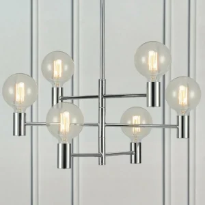 Outlet Markslöjd Suspension Capital, chrome, à 6 lampes