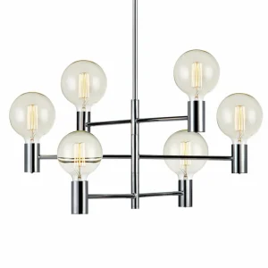 Outlet Markslöjd Suspension Capital, chrome, à 6 lampes