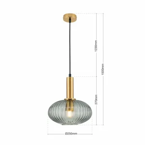 Best Sale ORION Suspension Carneval, laiton vieilli/gris fumée, Ø 25 cm, verre