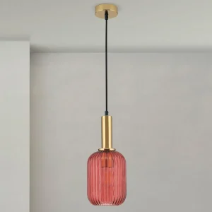 New ORION Suspension Carneval, laiton vieilli/rouge, Ø 14 cm, verre