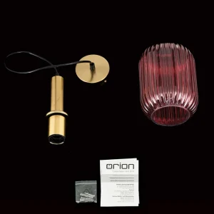 New ORION Suspension Carneval, laiton vieilli/rouge, Ø 14 cm, verre