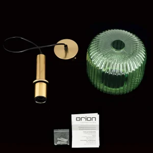 Cheap ORION Suspension Carneval, laiton vieilli/vert, Ø 20 cm, verre