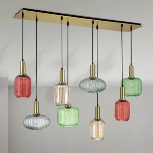 Online ORION Suspension Carneval, multicolore, longueur 140 cm, verre, 8 lampes