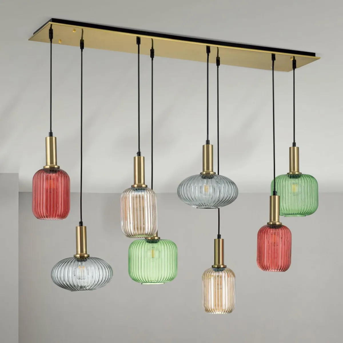 suspension_carneval_multicolore_longueur__cm_verre__lampes_1.webp Online ORION Suspension Carneval, multicolore, longueur 140 cm, verre, 8 lampes