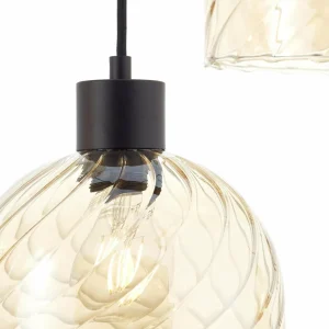 Online Brilliant Suspension Casto, longueur 95 cm, ambre, 6 lampes, verre