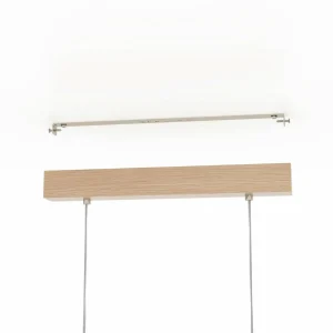 Discount EGLO Suspension Castralvo, longueur 115 cm, bois/blanc, 5 lampes, tissu
