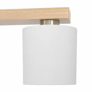 Discount EGLO Suspension Castralvo, longueur 115 cm, bois/blanc, 5 lampes, tissu