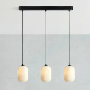 Shop Markslöjd Suspension Cava, couleur acier, à 3 lampes, verre