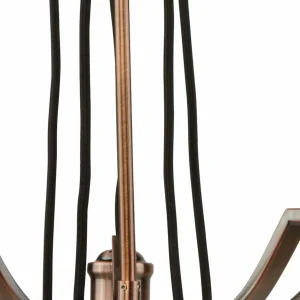 Store Searchlight Suspension Celi 5 lampes, cuivre à l’ancienne