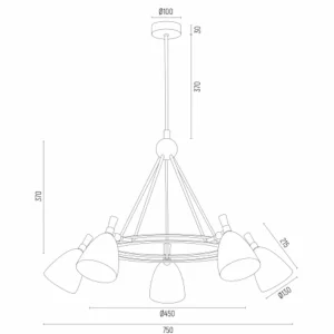 Flash Sale Argon Suspension Charlotte, à cinq flammes, noir