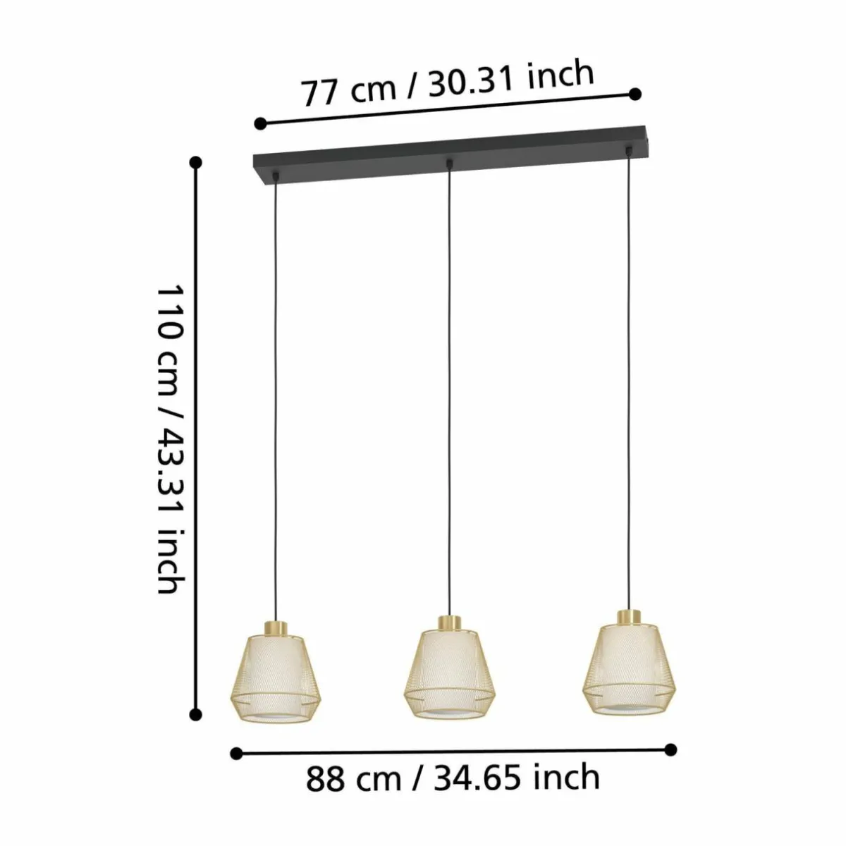 suspension_ciudadela_noirlaiton___lampes_1.webp Store EGLO Suspension Ciudadela, noir/laiton, à 3 lampes
