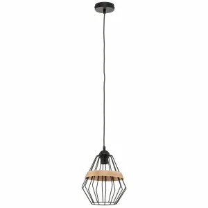 Cheap Eko-Light Suspension Cliff, 1 abat-jour cage avec bande bois