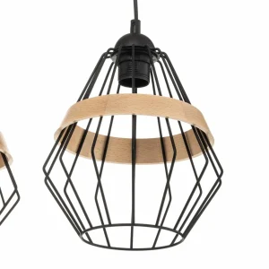 Flash Sale Eko-Light Suspension Cliff, 3 abat-jour cage avec bande bois