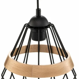Cheap Eko-Light Suspension Cliff, 1 abat-jour cage avec bande bois