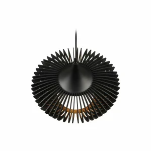 Discount Trio Lighting Suspension Colino en lamelles de bois, noire