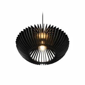 Discount Trio Lighting Suspension Colino en lamelles de bois, noire