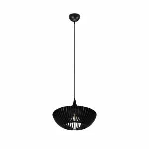 Discount Trio Lighting Suspension Colino en lamelles de bois, noire