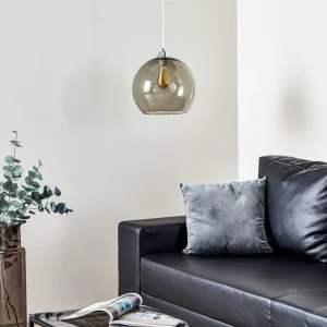 Outlet SOLLUX LIGHTING Suspension Colour, abat-jour verre gris graphite