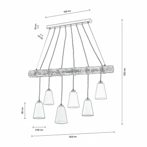 Cheap BRITOP Suspension Como, à 6 lampes, noyer