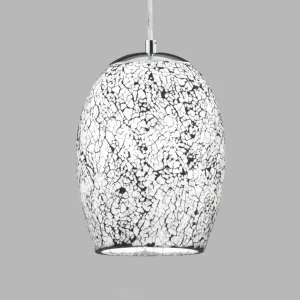 Shop Searchlight Suspension Crackle chromée et blanche