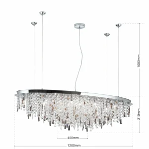 Clearance ORION Suspension Crystalriver avec cristal chromé