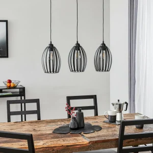 Outlet HELAM Suspension Dali en noir, à 3 lampes allongée