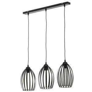 Outlet HELAM Suspension Dali en noir, à 3 lampes allongée