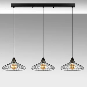 Store Opviq Suspension Depay 11260 à 3 lampes linéaire noir antique