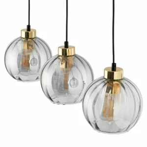 Clearance TK Lighting Suspension Devi, transparente à 3 lampes linéaire