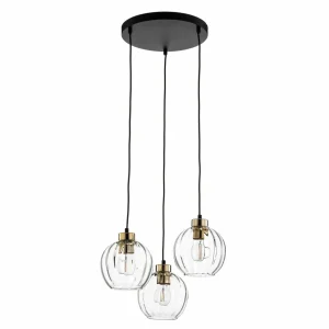 Online TK Lighting Suspension Devi, transparente à 3 lampes ronde